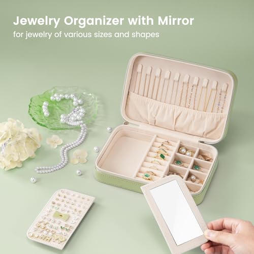 Lolalet Travel Jewelry Case for Women Girls -Medium, Green - color: Green, size: Medium (8.46"W*5.71"D*2.17"H)