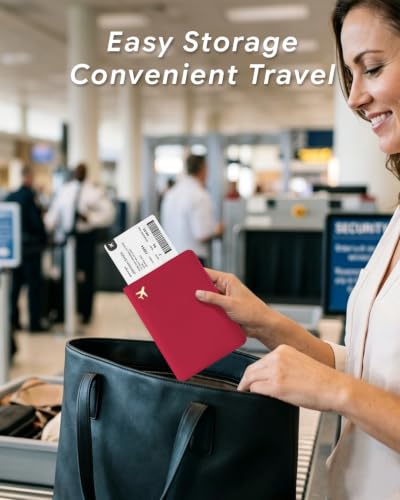 Passport Holder for Travel - RFID Blocking for Women & Men - color: Wine Red