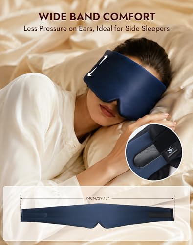 SilkSilky 22 Momme Mulberry Silk Sleep Mask for Side Sleepers, Dark Blue - color: Dark Blue