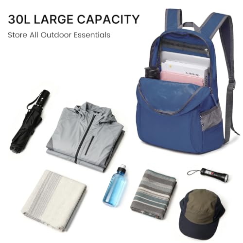 G4Free 30L Packable Travel Hiking Backpack for Men Women - color: Blue, size: 30L