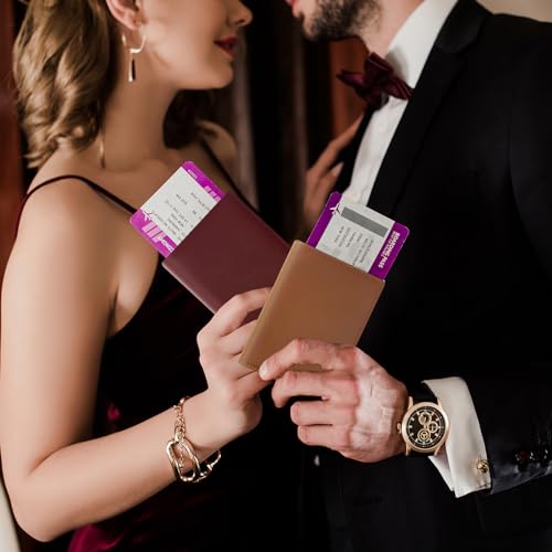 BAPHITY Womens Leather RFID Multi-Slot Travel Slim Passport Cover, Wine Red - color: Wine Red, style: Rfid Protected