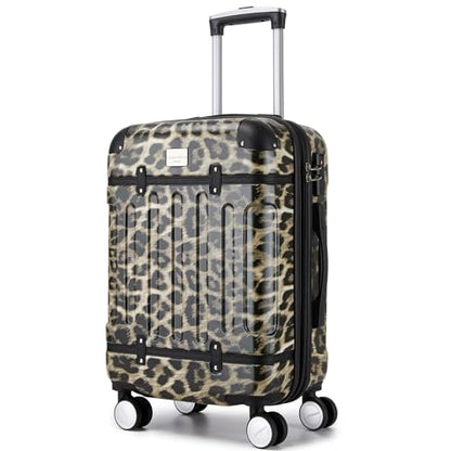 LARVENDER Expandable Carry on Luggage 22x14x9 Airline Approved, Cheetah - color: Cheetah 20inch, size: 20 Inch( Carry-on)