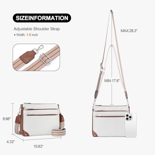 Crossbody Bag for Women, RFID Vegan Leather Medium Purse - color: Beige With Brown