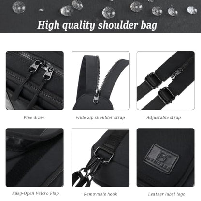 MYHOZEE Sling Bag Crossbody Backpack Purse - 2 in 1 Nylon Cross Body Bag Diaper with Wipes Pouch, Water Bottle Pocket - color: Black