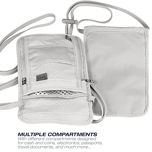Lewis N. Clark Stash Neck Travel Wallet | RFID Blocking Passport Holder | Protect Personal Information | Gray - color: Gray