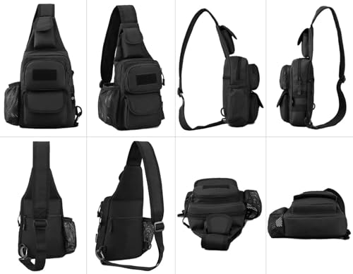 Sling Bag Crossbody Backpack for Men, Tactical Chest Shoulder Bags Daypack - color: Black