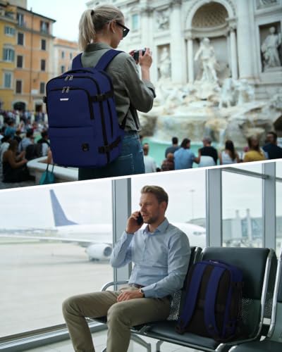 WANDF Personal Item Travel Bag 18x14x8, Carry On Laptop Backpack (Navy) - color: B-navy Blue, size: 18x14x8