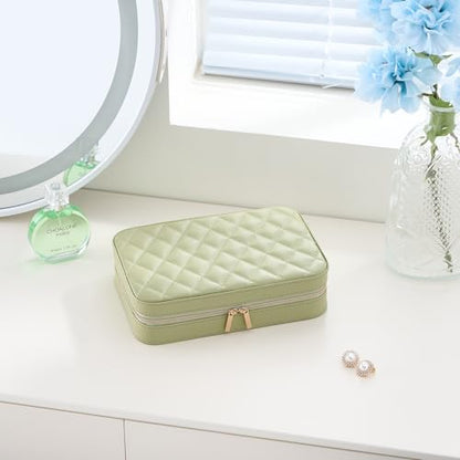 Lolalet Travel Jewelry Case for Women Girls -Medium, Green - color: Green, size: Medium (8.46"W*5.71"D*2.17"H)