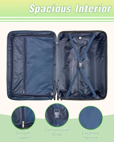 Checked Luggage, Expandable 24 Inch Hard Shell Suitcase with Spinner Wheels TSA Lock, Lightweight Travel Checked Suitcases - color: Mint, size: 24inch