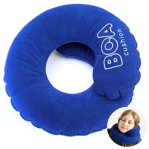 Travel Pillow Inflatable Pain Relief Flight Cushion Relax Blue for Adults and Kids (Blue) - color: Blue