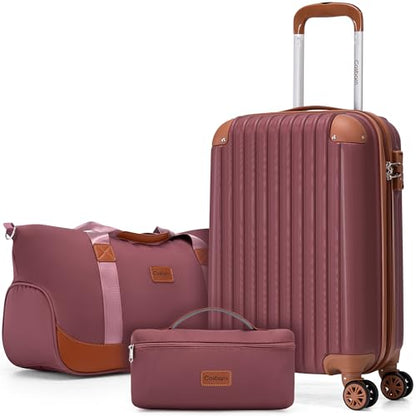 Cosbarn Carry On Luggage,3 Piece Luggage Set,22x14x9 Airline Approved - color: CarmineRed