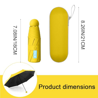 Mini Portable Travel Umbrella with Case,Compact Umbrellas,Waterproof Mini Portable Umbrella for Travel, Office, and Daily - color: Yellow