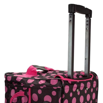 Rockland Rolling Duffel Bag, Black, 22" - color: Black Pink Dot, size: 22"
