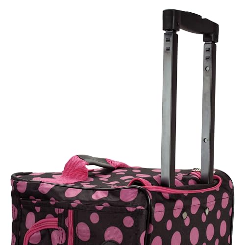 Rockland Rolling Duffel Bag, Black, 22" - color: Black Pink Dot, size: 22"