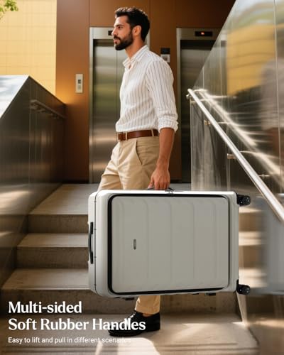 CENSIEN Luggage Sets, 20" Expandable Carry On 28" Aluminum Frame Suitcase - color: White, size: 2-Piece (20/28 Inch)