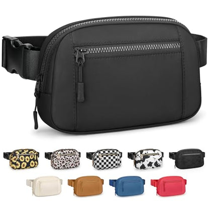 Fanny Packs for Women Crossbody Belt Bags, Waist Pack with Adjustable Strap - color: Black, size: Single Layer