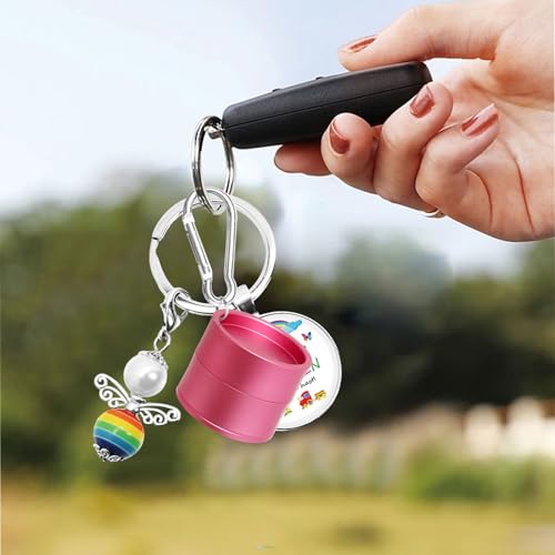 Mini Travel Ring Holder Keychain, Portable Jewelry Holder Keychain - color: 1-Tier Light Pink