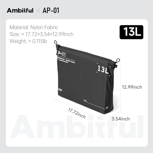 AMBITFUL AP-01 Water-Resistant Organizer Pouch, 17.7''x12.9'',13L,Black - size: XL（13L）