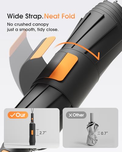 Windproof Reverse Folding Travel Umbrella for Rain, Compact - color: Black