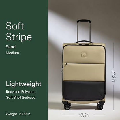 ANTLER Soft Stripe Medium Checked Luggage, Sand Yellow, 27.2", 74-88L - color: Sand Yellow, size: Medium