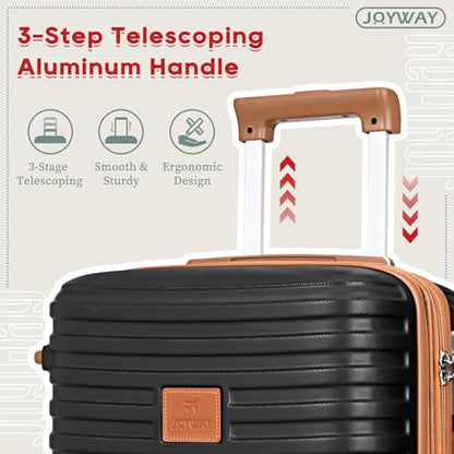 Joyway Expandable Luggage Sets 5 Piece, Lightweight Hard Shell Travel Suitcase Set with Spinner Wheels and TSA Lock - color: Black, size: 5 piece set