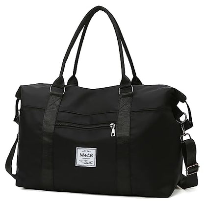 NWLR Travel Duffle Bag Weekender Overnight Carry on Bag for Women - color: Black