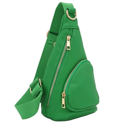 FashionPuzzle Compact Triangle Sling Bag - color: Kelly Green