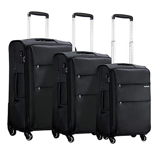 Hanke 20/24/28 Inch 3 Piece Luggage Set with Spinner Wheels Expandable Luggage Large Suitcases with Wheels Softside Checked Luggage Rolling Suitcase with Lock Lightweight Travel Luggage.(Dark Gray) - color: Dark Gray, size: 3-Piece Set (20-Inch, 24-Inch,