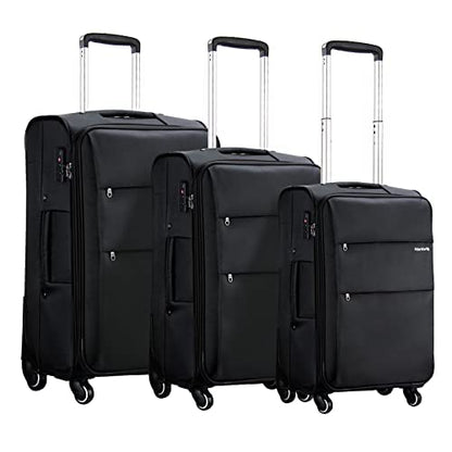Hanke 20/24/28 Inch 3 Piece Luggage Set with Spinner Wheels Expandable Luggage Large Suitcases with Wheels Softside Checked Luggage Rolling Suitcase with Lock Lightweight Travel Luggage.(Dark Gray) - color: Dark Gray, size: 3-Piece Set (20-Inch, 24-Inch,