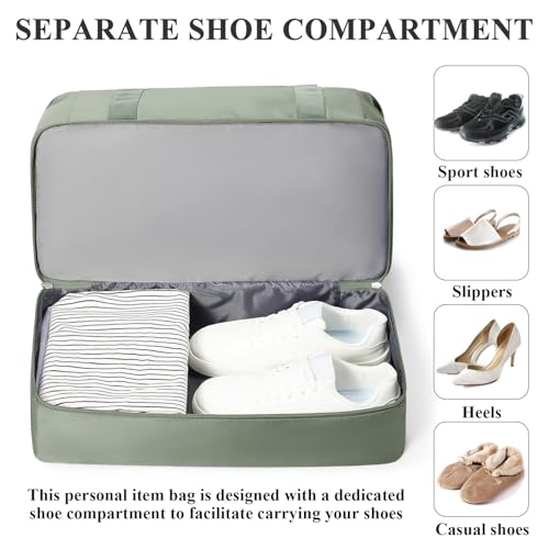 Travel Duffel Bag,Overnight Weekender Bags for Women with Shoe Compartment - color: Green