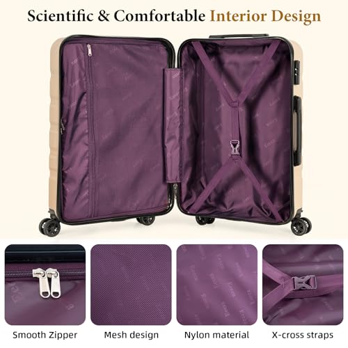 Eeeza Luggage Sets,5 Piece (20"/24"/28"/DB/TB) Champagne - color: Champagne