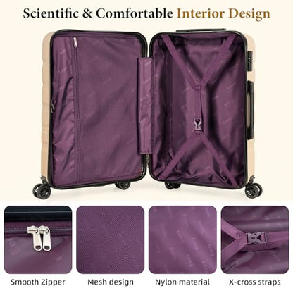 Eeeza Luggage Sets,5 Piece (20"/24"/28"/DB/TB) Champagne - color: Champagne