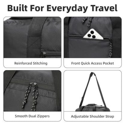 Foldable Travel Duffel Bag 65L, Large Capacity Bag for Trips - color: black, size: 65L