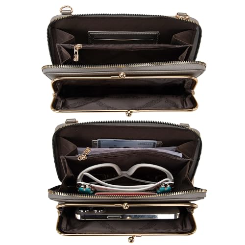 Montana West Crossbody Cell Phone Purse for Women RFID Blocking Cellphone Wallet - color: Wallet Sliver