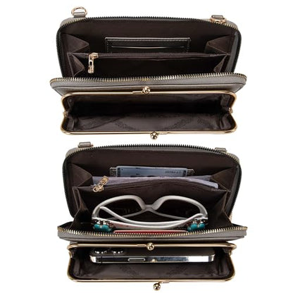 Montana West Crossbody Cell Phone Purse for Women RFID Blocking Cellphone Wallet - color: Wallet Sliver