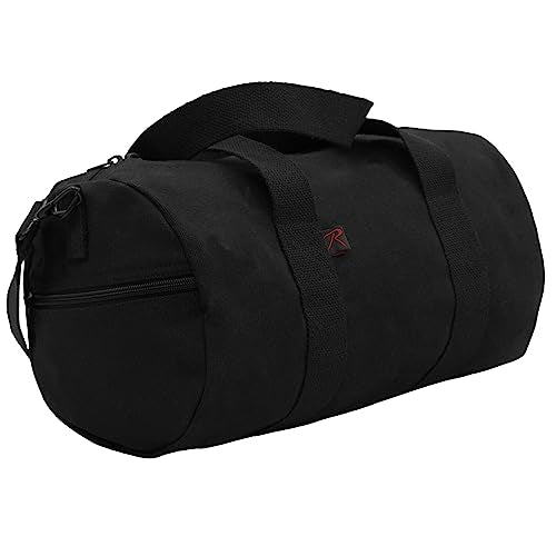 Rothco Heavy-Duty Canvas Shoulder Duffle Bag - Rugged Travel Gym Gear Equipment Bag - color: Black, size: 19 Inches