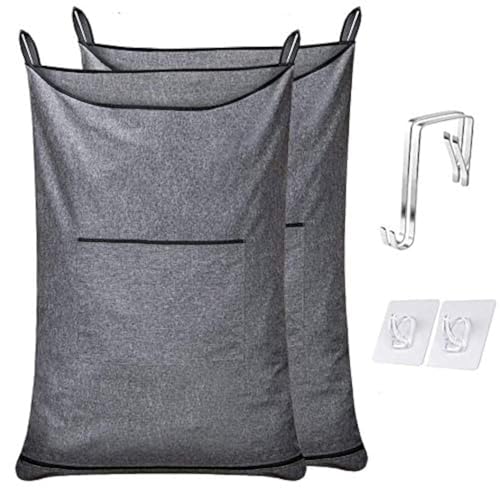 2Pcs XL Hanging Hamper, Over the Door Hamper Bag for Bathroom,Dorm, Home. - color: Pop Heather Grey, size: 2PC-XL