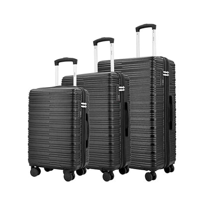 IZOD Romeo 3 Piece Hardside Expandable Luggage Set with Spinner Wheels - color: Black, size: 3 Piece Set
