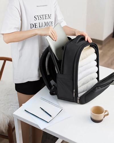 Hanke Expandable Travel Backpack 16 Inch, Full-Open Laptop Backpack, Black - color: Black, size: 16 Inch