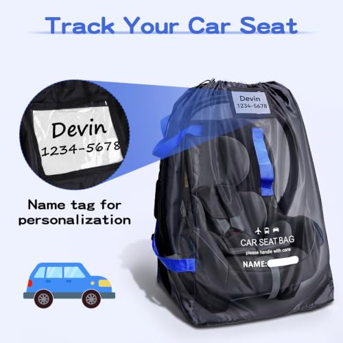 Travel Bag - Padded Car Seat Travel Bag Backpack, Blue-Black - color: Blue-black