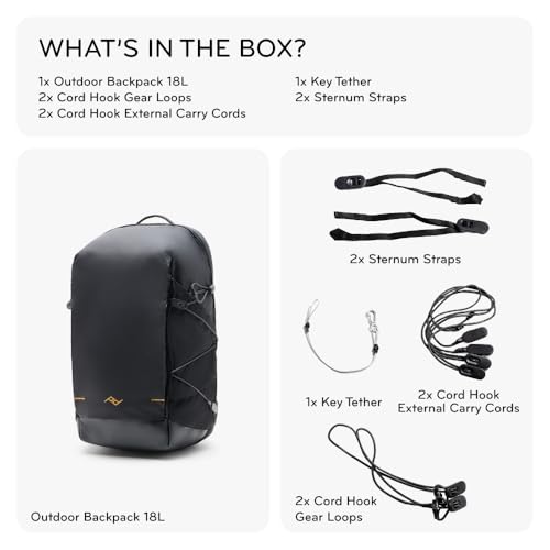 Peak Design Outdoor Backpack 18L, Black, Compact and Lightweight Frameless Daypack, 270-Degree Rear Zip, Ideal for Day Hikes, Hydration, Camera Carry & Commuting, Versatile Backpack for Men and Women - color: Black