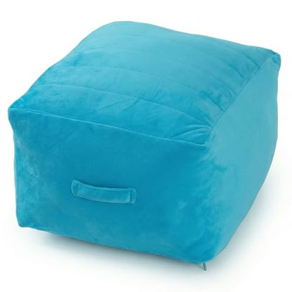 MeMoreCool Square Pouf Ottoman Foot Rest 20x20x15 Inches, Blue - color: Striped Blue