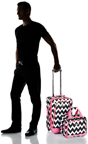 Rockland Fashion Softside 2 Piece Luggage Set, Expandable, (14" Tote/19" Upright), Pink Chevron - color: Pink Chevron, size: 2 Piece (19"/14" Tote)