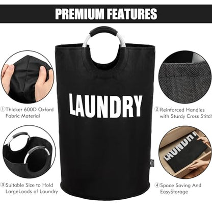DOKEHOM 160L XX-Large Laundry Basket Bag, Collapsible Tall Hamper, Black - color: Black, size: 160L