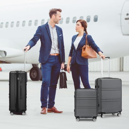 Kono 28 Inch Luggage Expandable Suitcase with Spinner Wheels TSA Lock - color: Grey, size: 28-inch Large-checked