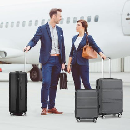 Kono 28 Inch Luggage Expandable Suitcase with Spinner Wheels TSA Lock - color: Grey, size: 28-inch Large-checked