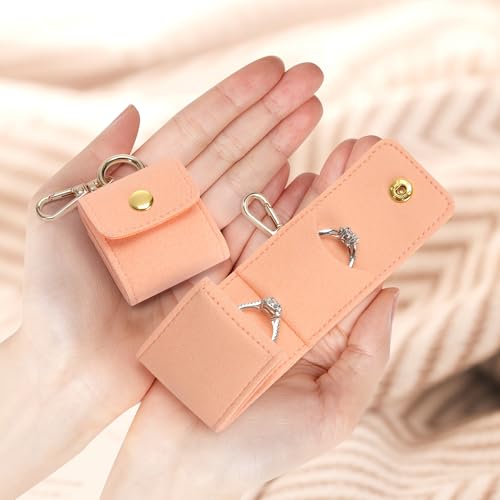 KUKUVR Mini Travel Jewelry Organizer Case with Keychain (Pink) - color: Pink
