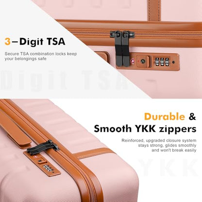 20" Carry On Luggage Set 3 Piece With Travel Backpack, YKK Zippers - color: Pink, size: 3 Piece Set (20inch)