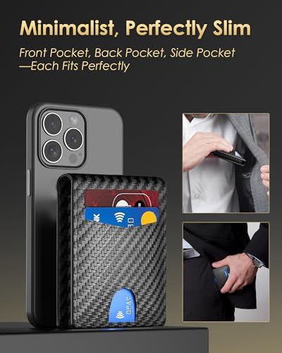 2026 Wallet for Men - RFID Blocking [Functional & Practical] Bifold Slim Minimalist Credit Card Holder Pop Up Wallet Metal Case with Cash Slot, Front Pocket with ID Window, Gift Boxed (Carbon Fiber) - color: Carbon Fiber