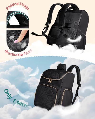 Marscamd Insulated Hairstylist Travel Bag Backpack with Detachable Divider - color: Black